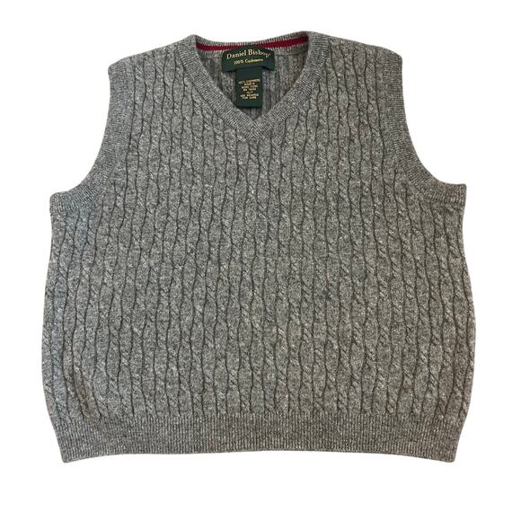 Daniel Bishop Boys Cashmere Sweater Vest Grey Cable Knit size 7 - Picture 1 of 5